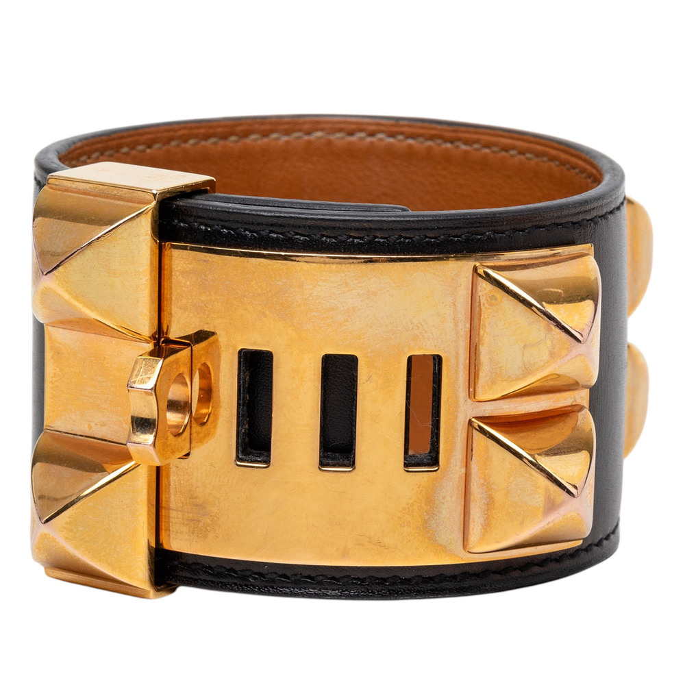 Pre-Loved Hermes Swift and Gold Plated Collier de Chien Bracelet S